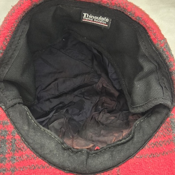 Red Plaid Wool Blend Hunting Hat Newsboy Cap Classic Style - Picture 8 of 8